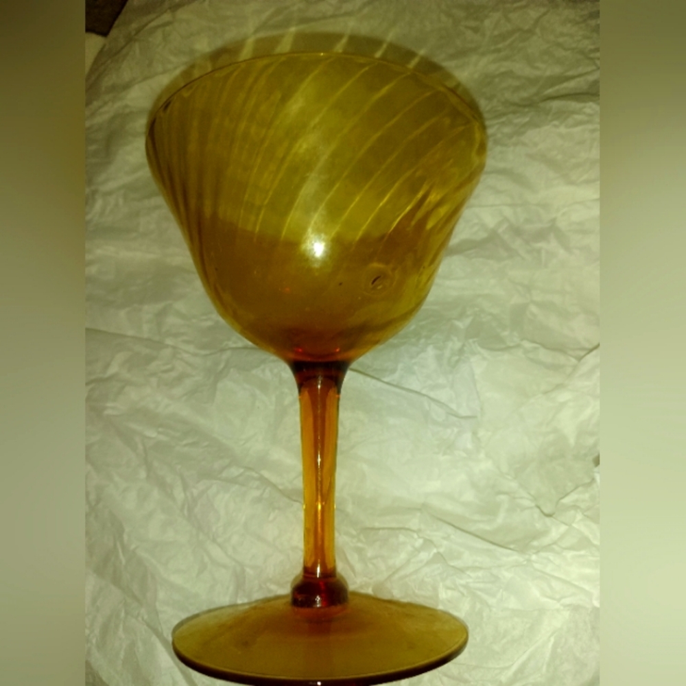 Vintage amber cordial dessert glassware